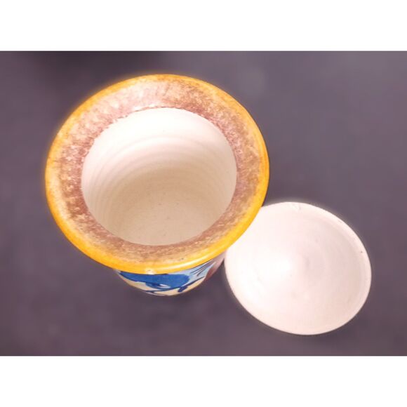 Vintage Minoan Style Pottery Made in Greece Dolphin Ocean Motif Urn Pot with Lid - Picture 6 of 6